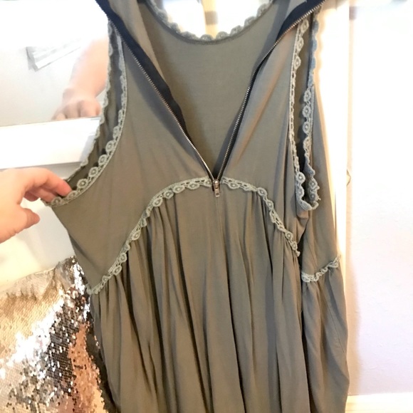 Olive Green Tunic Tank | Lace Accents | Boutique - Picture 4 of 5